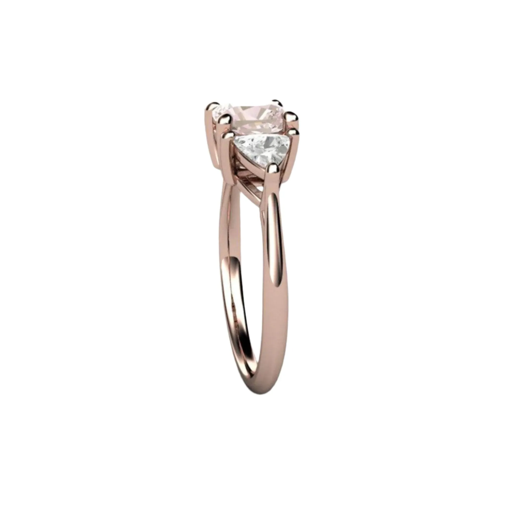 Light Pink Sapphire Engagement Ring | Cushion Cut with White Sapphire Accents
