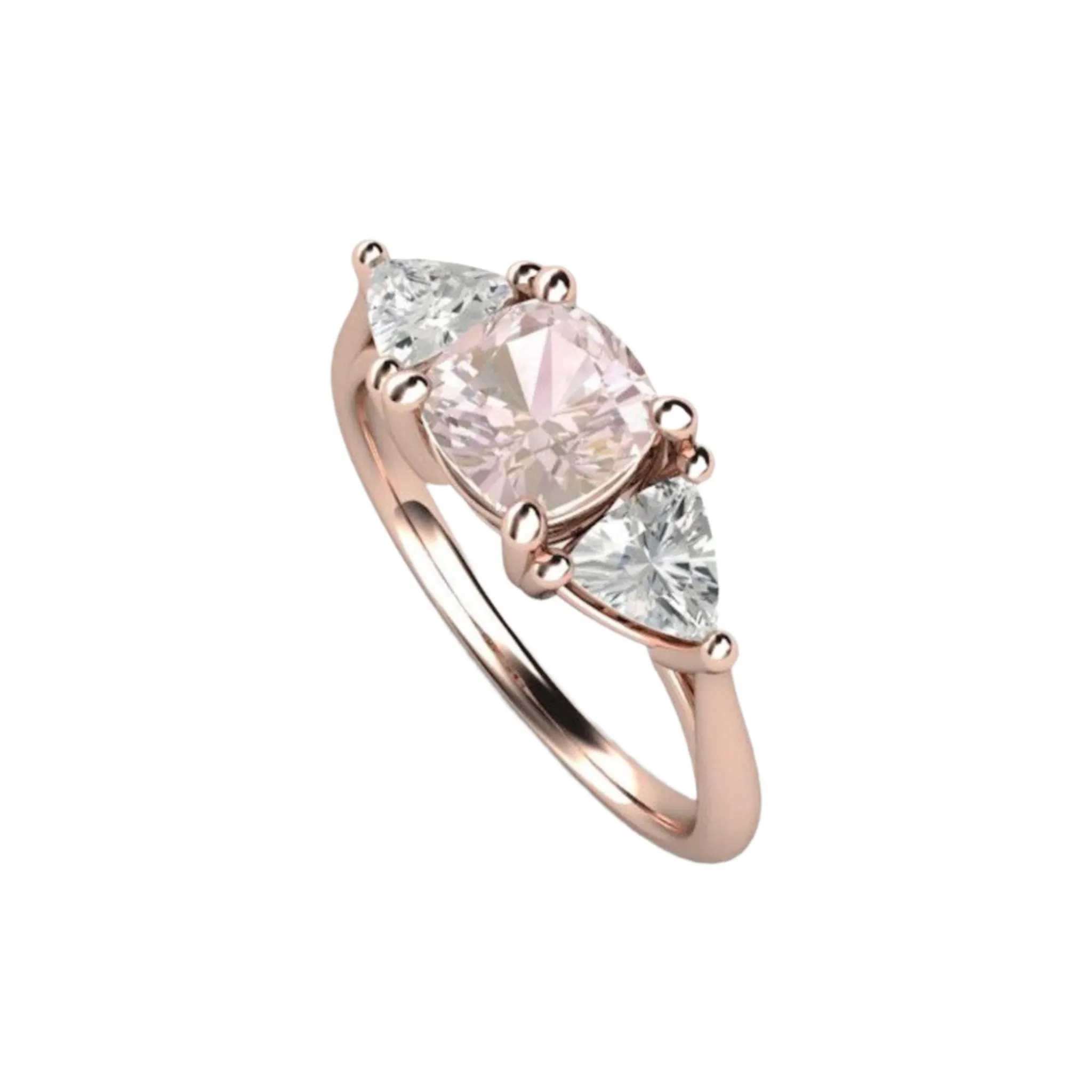 Light Pink Sapphire Engagement Ring | Cushion Cut with White Sapphire Accents