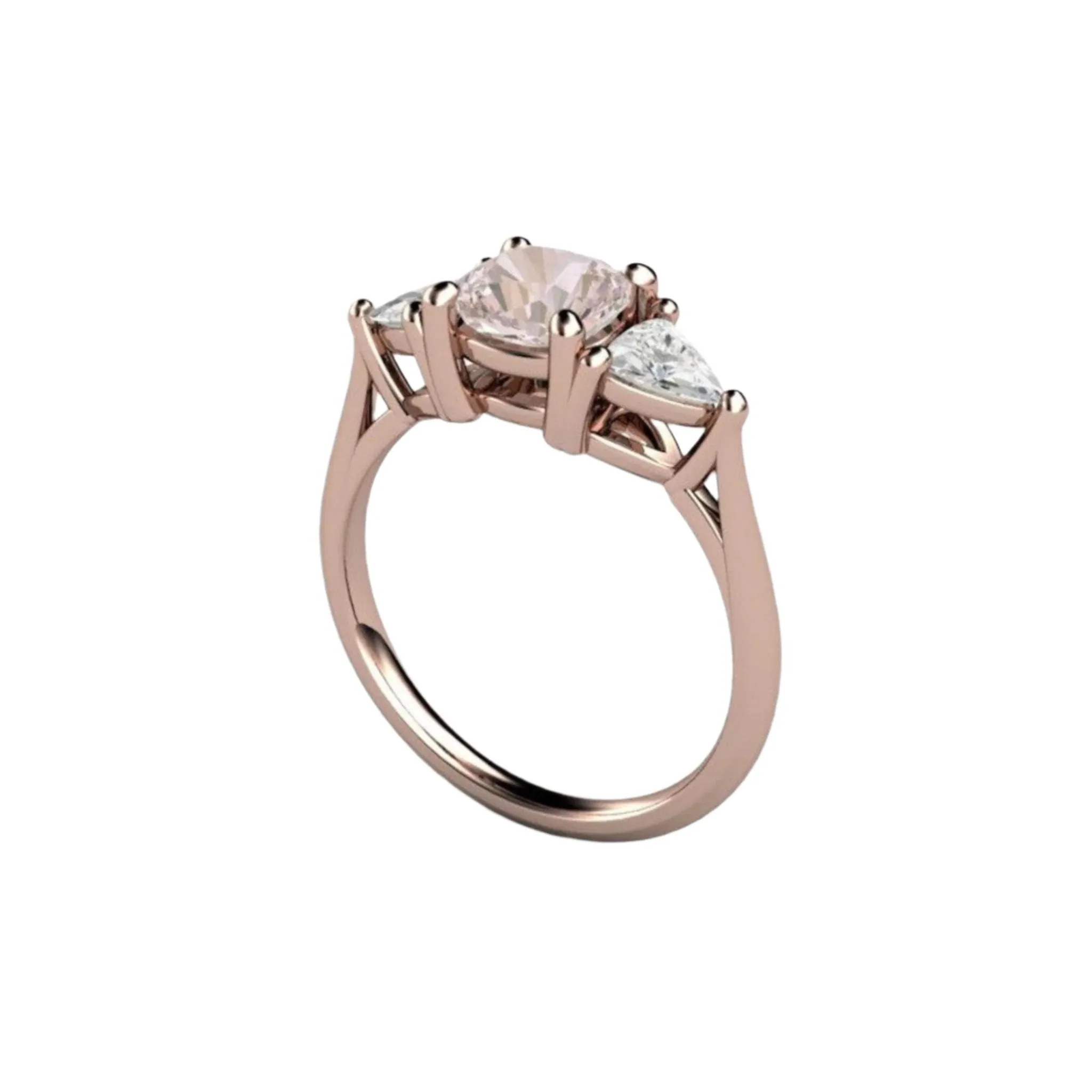 Light Pink Sapphire Engagement Ring | Cushion Cut with White Sapphire Accents