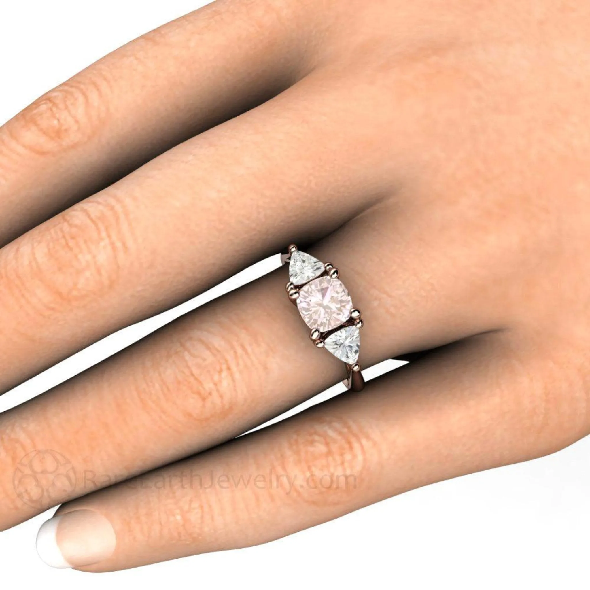 Light Pink Sapphire Engagement Ring | Cushion Cut with White Sapphire Accents