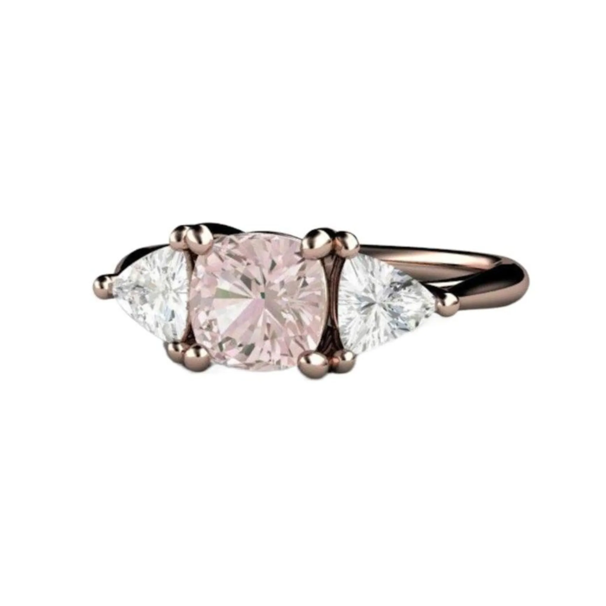 Light Pink Sapphire Engagement Ring | Cushion Cut with White Sapphire Accents