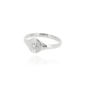 Linda Tahija North Star Diamond Signet Ring - White Gold