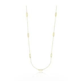 Long Golden Paperclip Chain Necklace