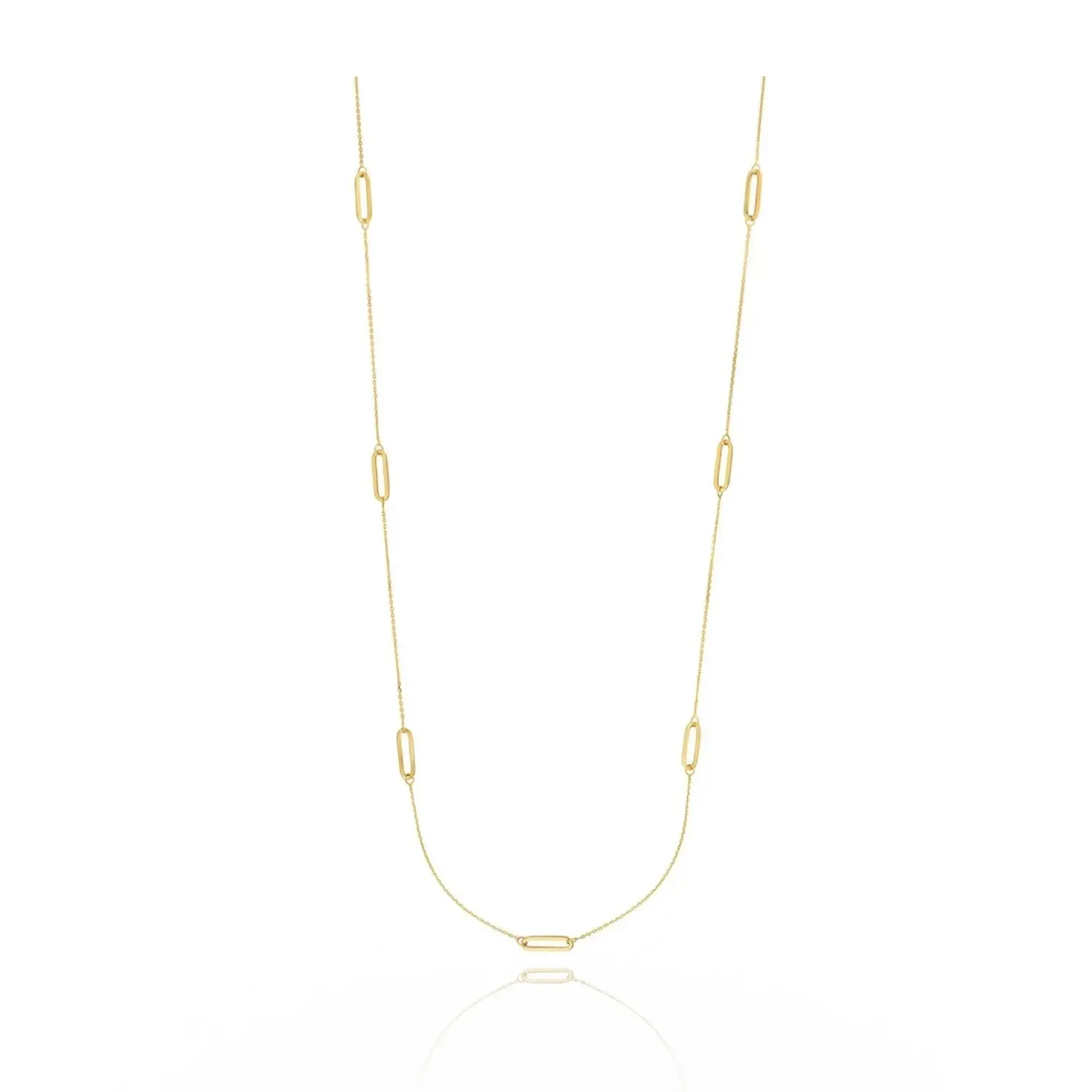 Long Golden Paperclip Chain Necklace