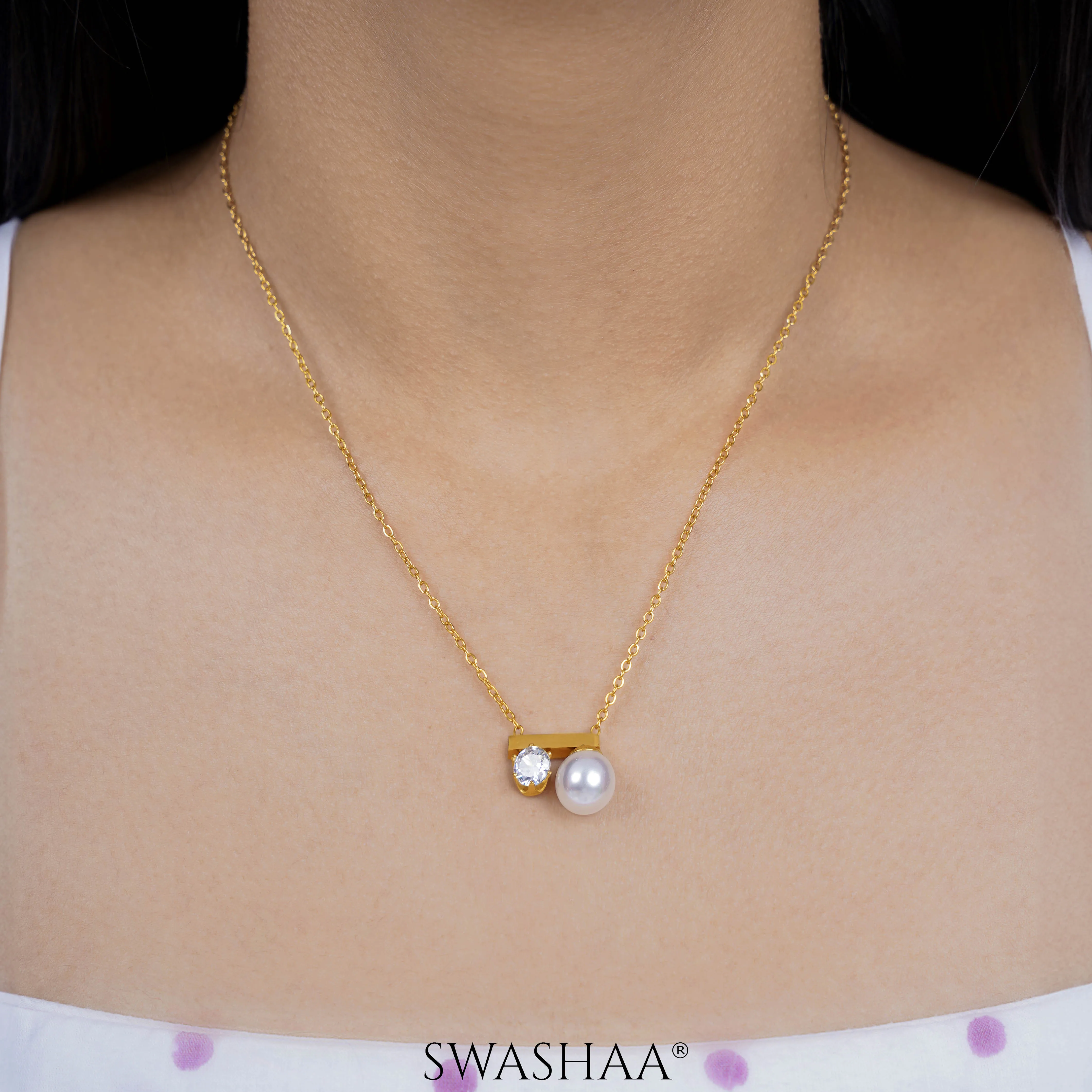Luminous Pearl 18K Gold Plated Necklace