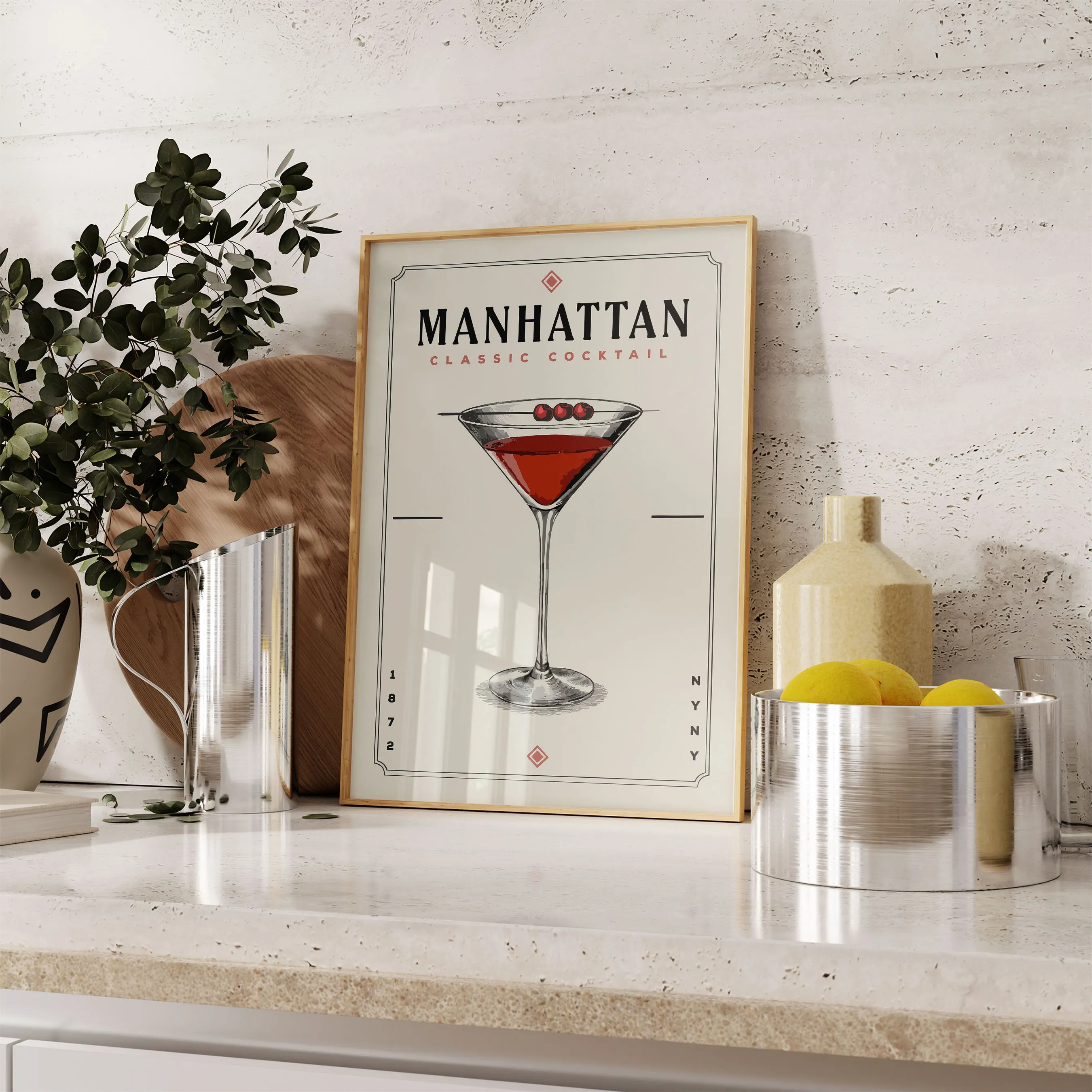 Manhattan - Minimalist Cocktail Poster