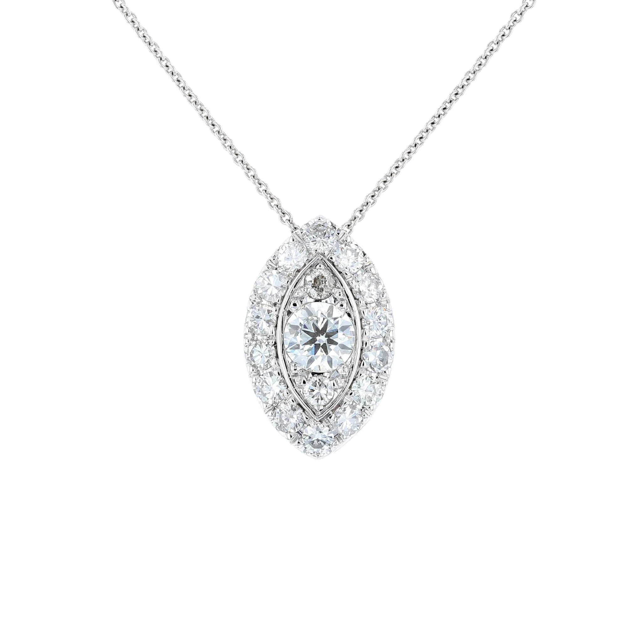 Marquise Shape Cluster Halo Diamond Pendant