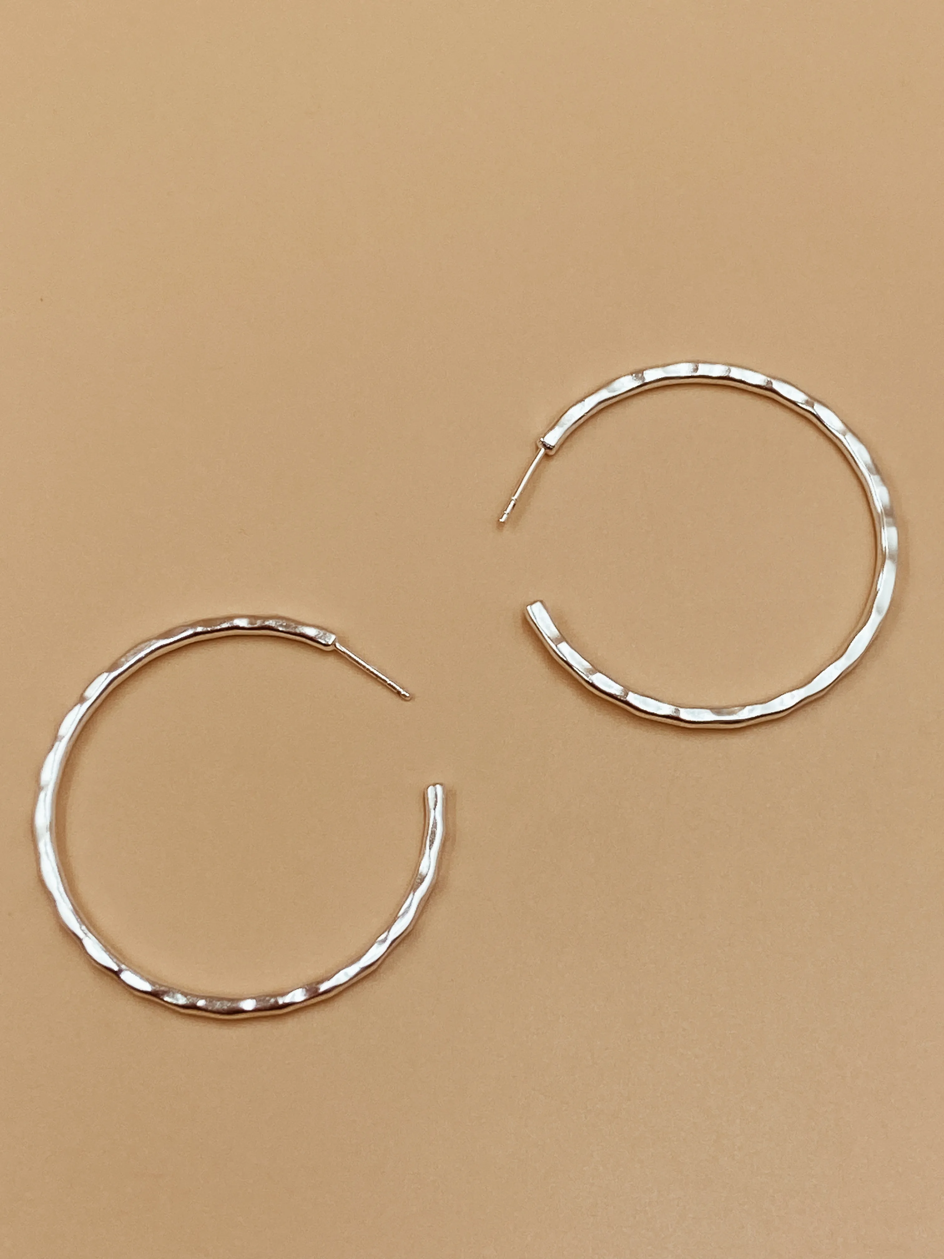 Medium Sliced Tycho Hoops in Silver Tone
