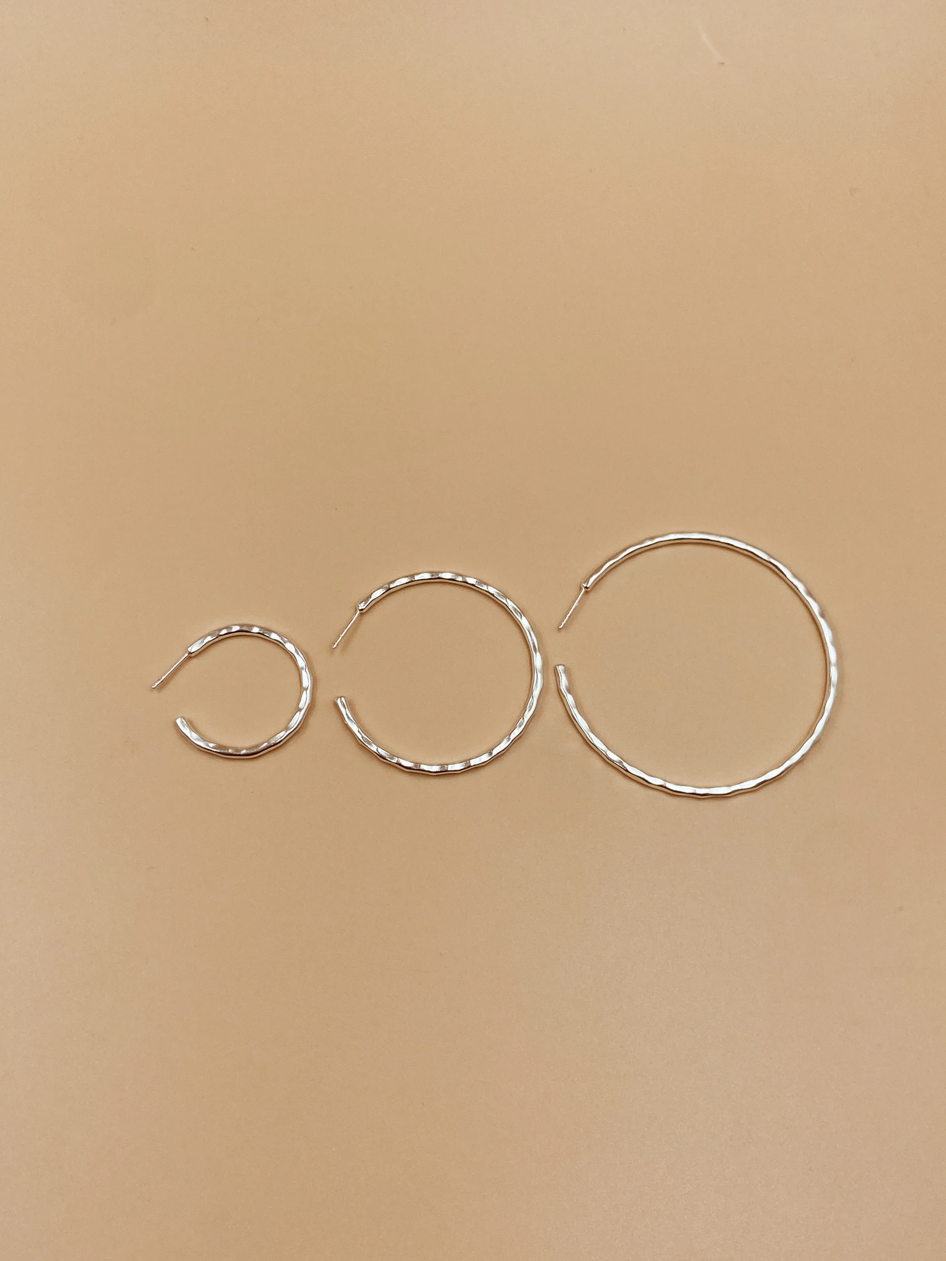 Medium Sliced Tycho Hoops in Silver Tone