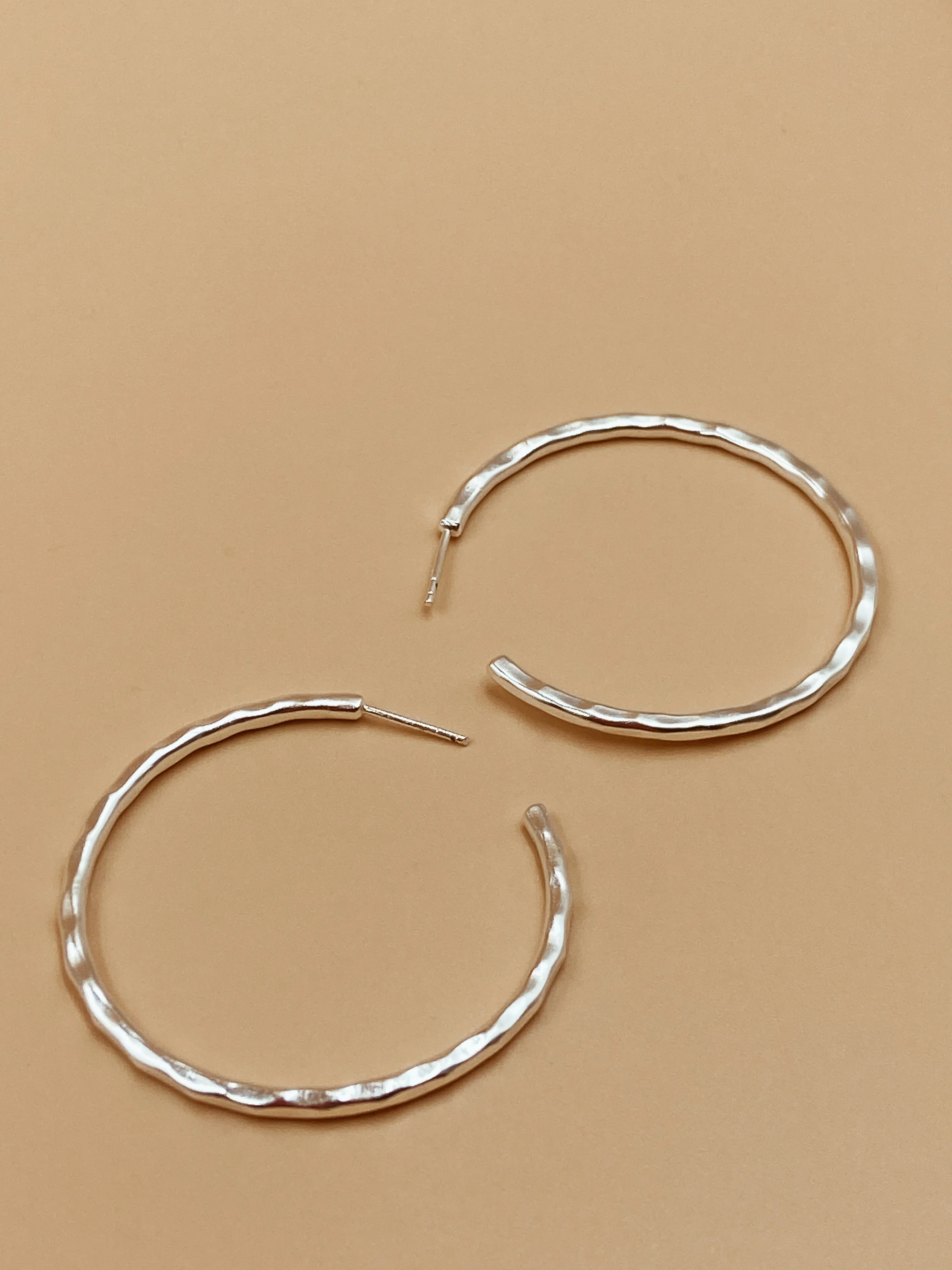 Medium Sliced Tycho Hoops in Silver Tone