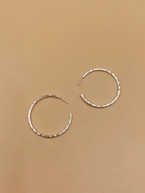 Medium Sliced Tycho Hoops in Silver Tone