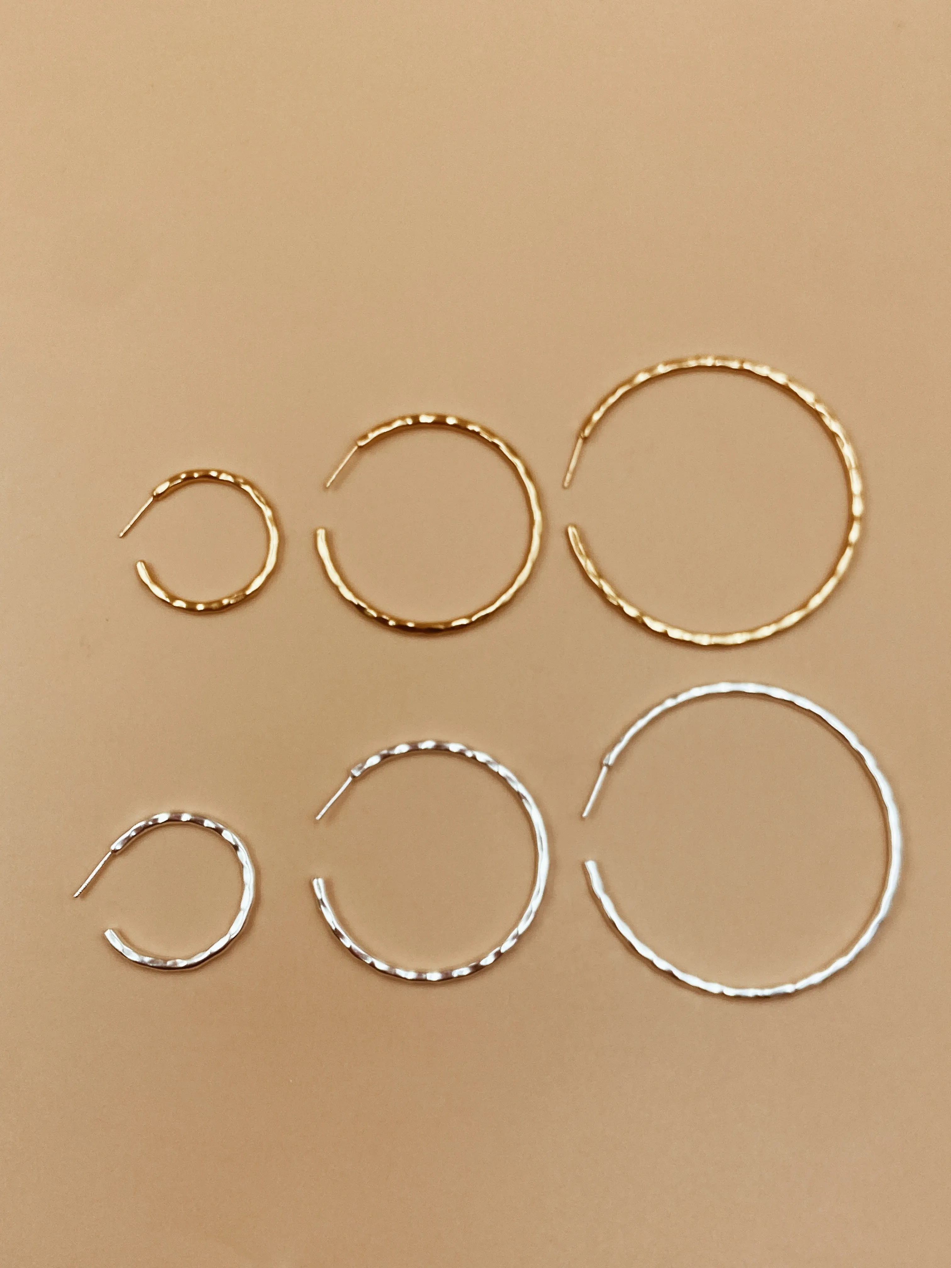 Medium Sliced Tycho Hoops in Silver Tone
