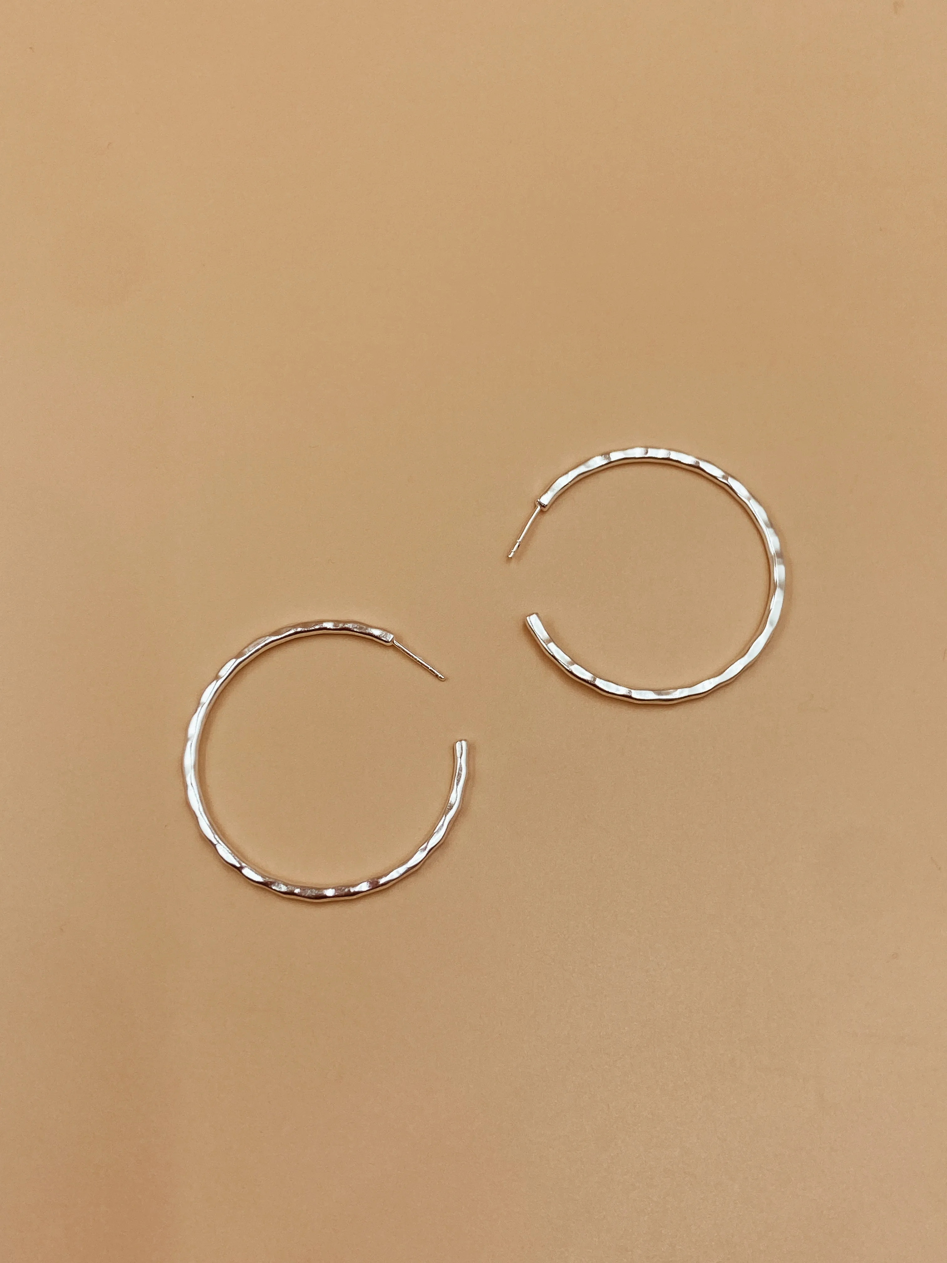 Medium Sliced Tycho Hoops in Silver Tone