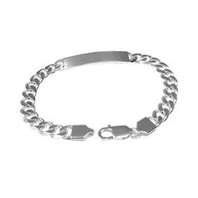 Men's 7mm 925 Silver ID Bracelet | Italian Curb Chain Available in 20cm, 21cm, 23cm