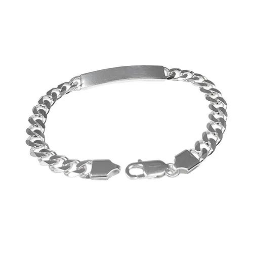 Men's 7mm 925 Silver ID Bracelet | Italian Curb Chain Available in 20cm, 21cm, 23cm