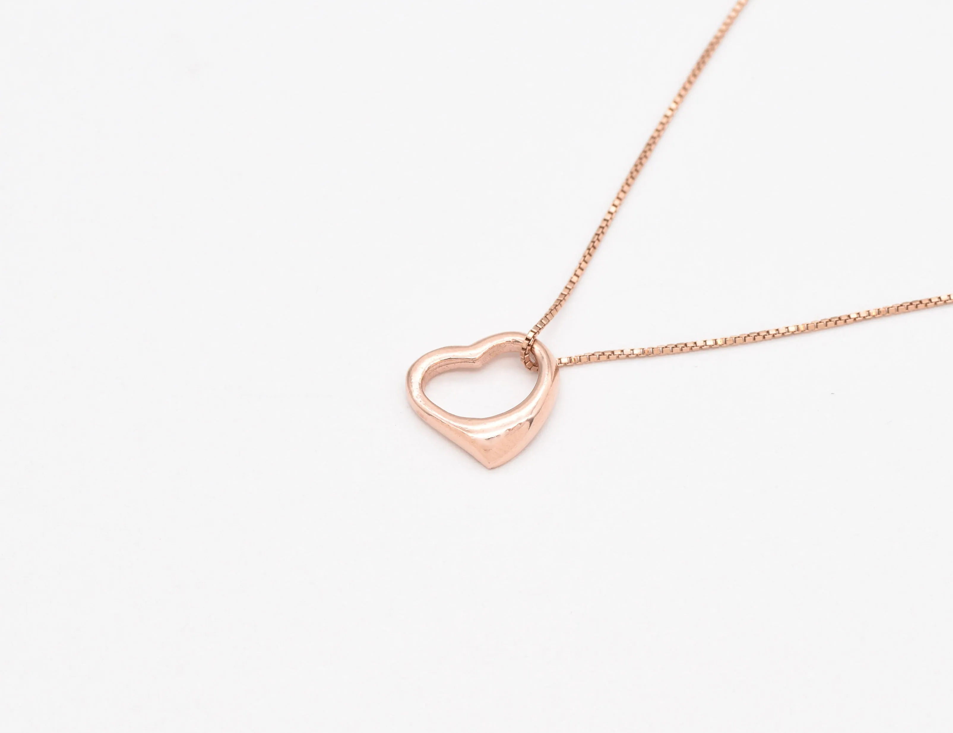 Minimalist Heart Pendant - Rose Gold Necklace - Heart Cutout Pendant