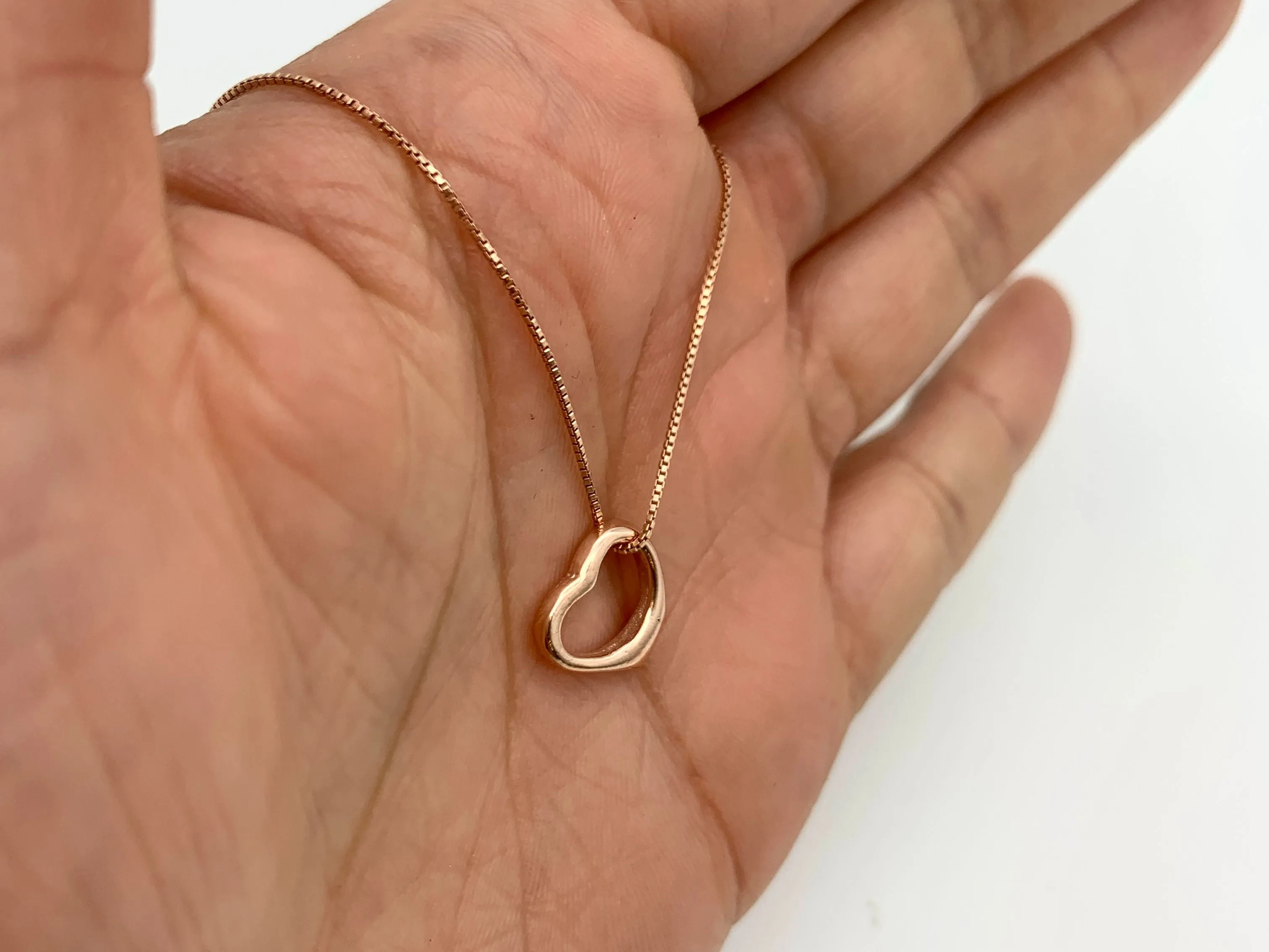 Minimalist Heart Pendant - Rose Gold Necklace - Heart Cutout Pendant