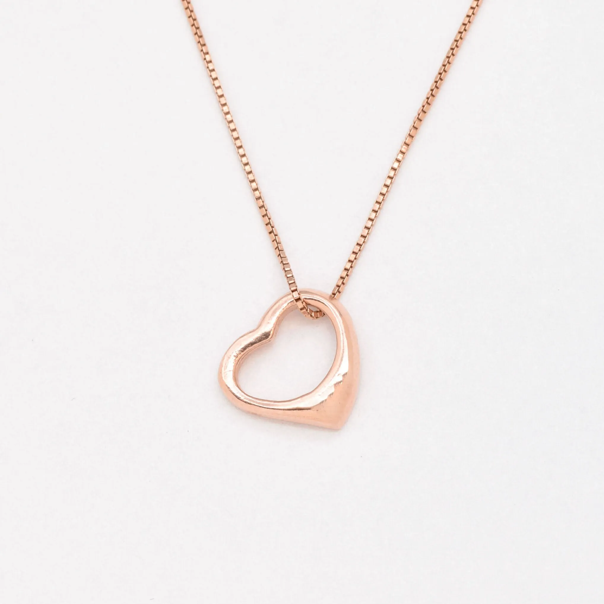 Minimalist Heart Pendant - Rose Gold Necklace - Heart Cutout Pendant