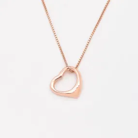 Minimalist Heart Pendant - Rose Gold Necklace - Heart Cutout Pendant