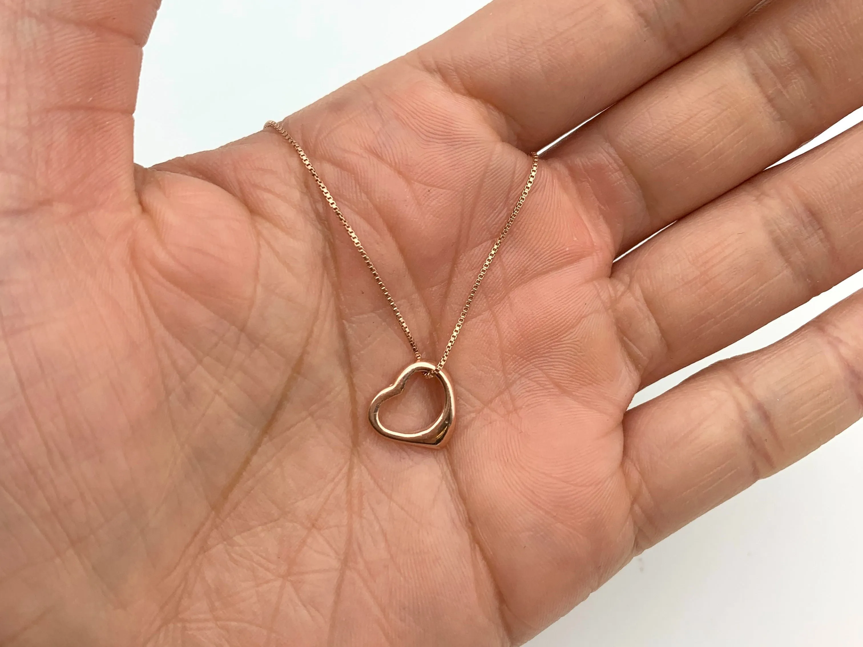 Minimalist Heart Pendant - Rose Gold Necklace - Heart Cutout Pendant