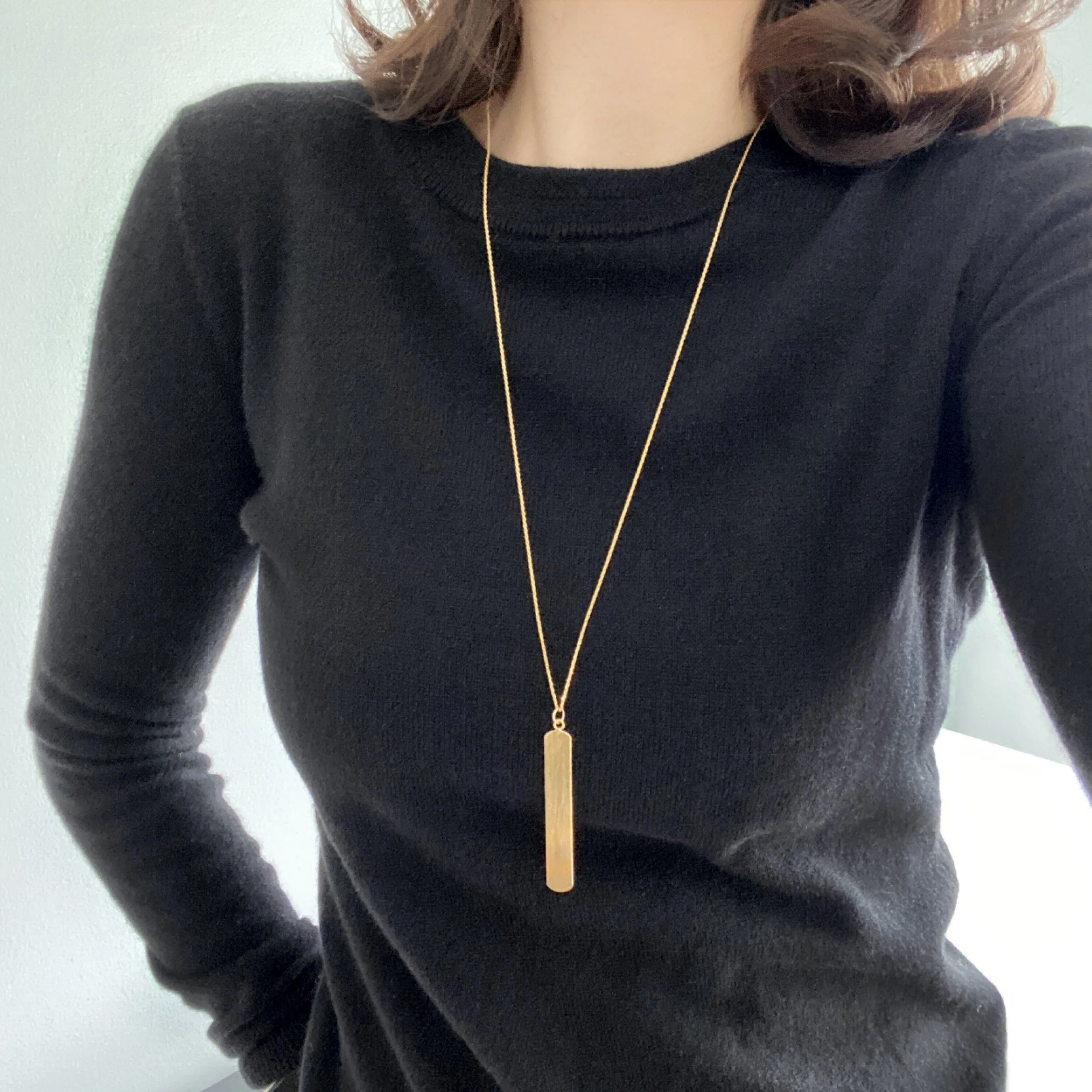 Modern Bar Pendant Long Necklace
