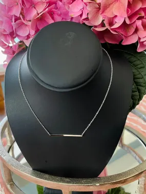 Modern Minimalist Bar Necklace - Silver