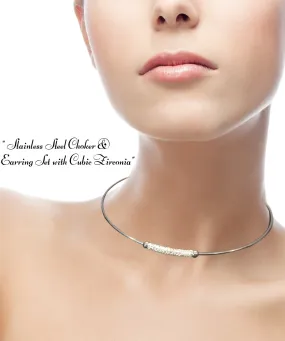 NECKLACE AND EARRING SET - (DIAMOND LINE)