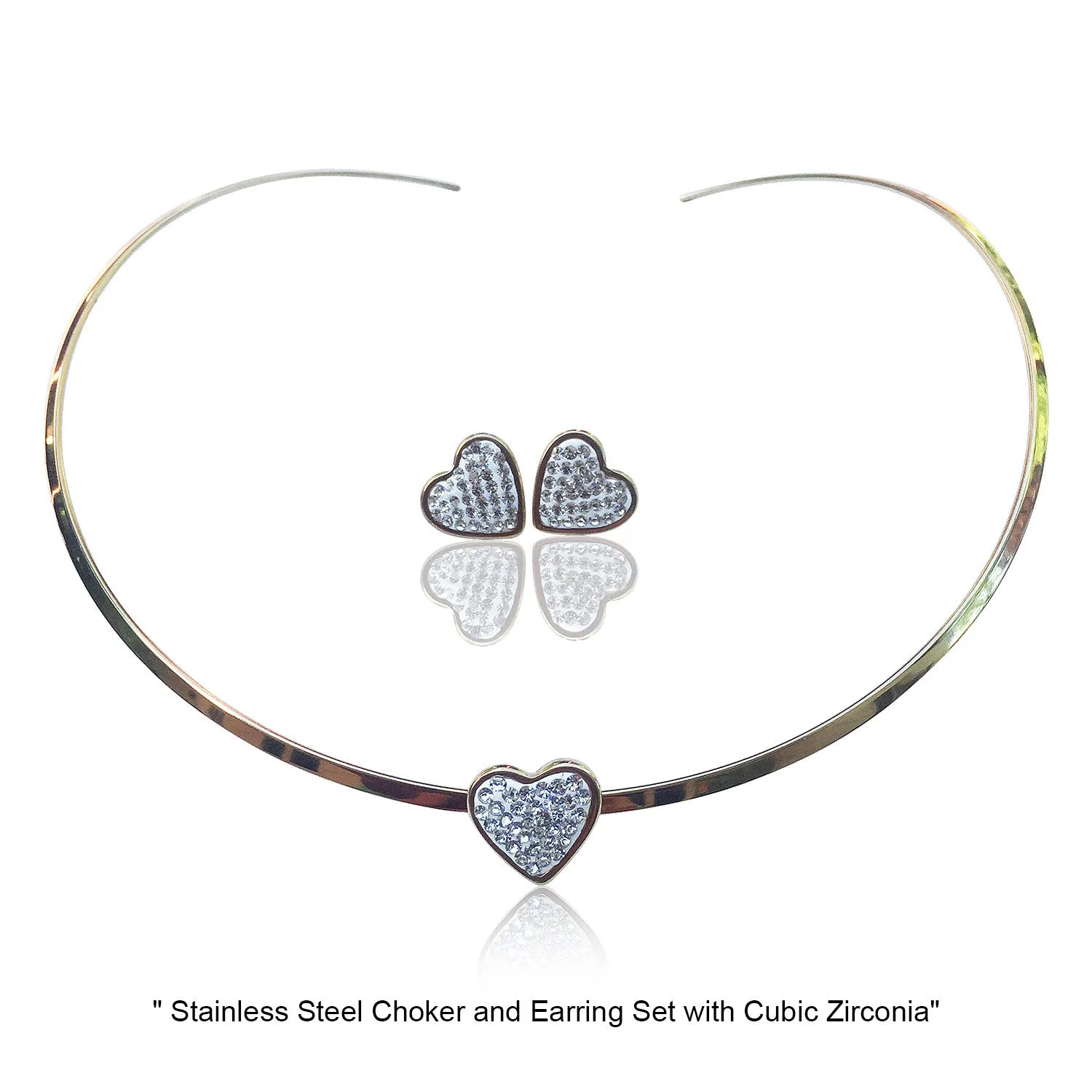 NECKLACE AND EARRING SET - (GOLD HEART)