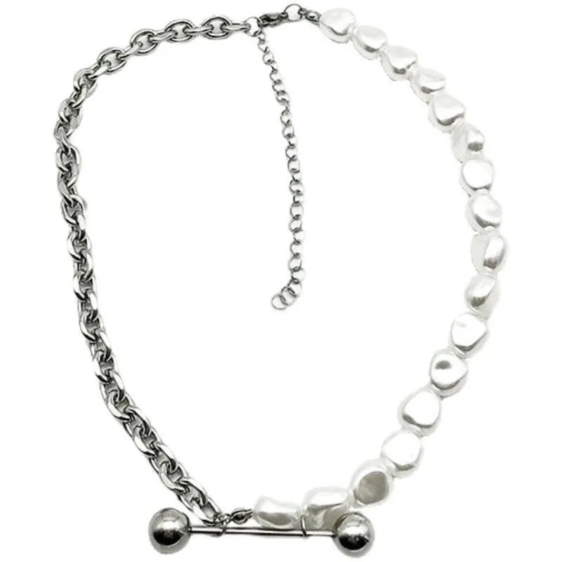Necklace Charm Jewelry CJMOS33 Irregular Pearl Thick Chain Fashion
