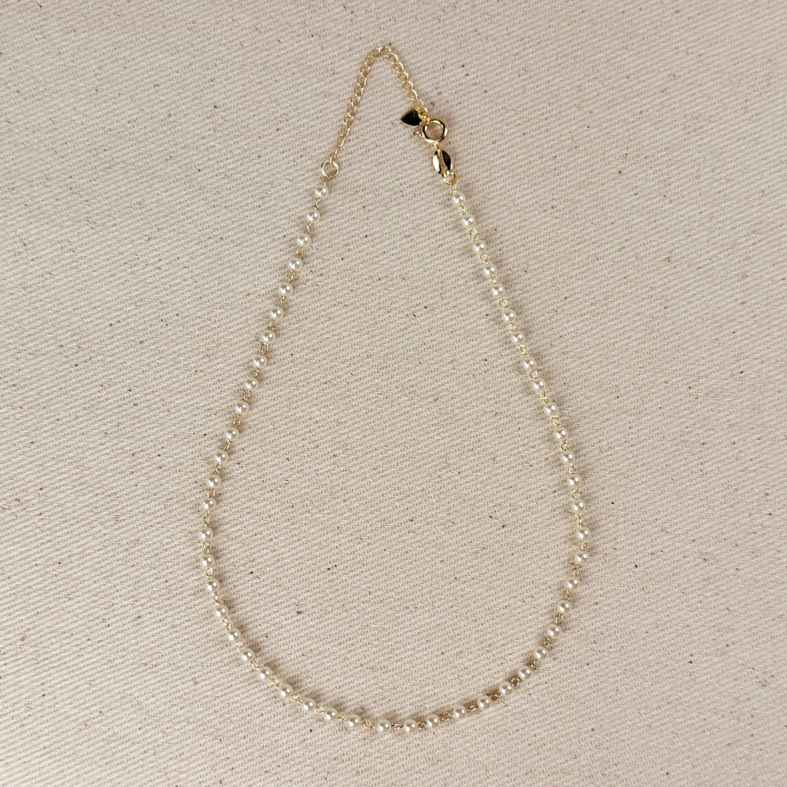 Necklace Choker 18k GF Pearl Chain