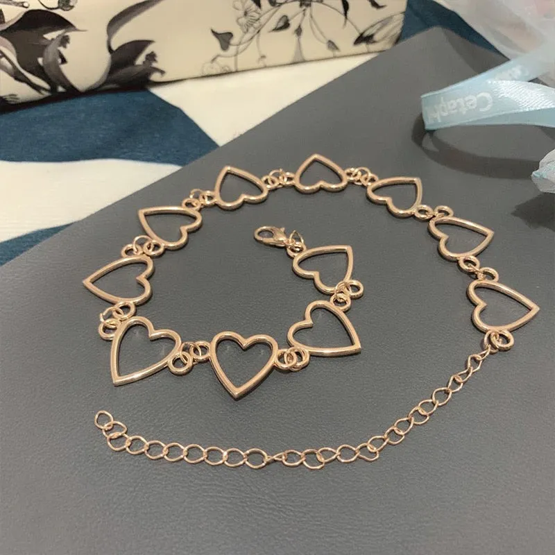 New Hollow Korean Sweet Love Heart Choker Necklace Statement Girlfriend Gift Cute Bicolor Necklace Jewelry Collier Femme