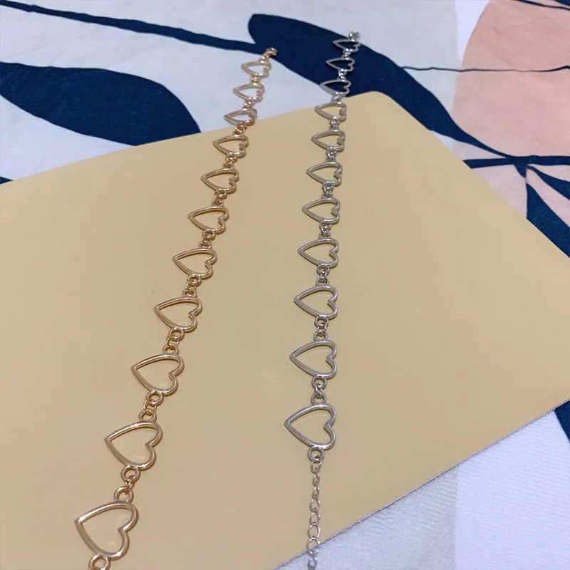 New Hollow Korean Sweet Love Heart Choker Necklace Statement Girlfriend Gift Cute Bicolor Necklace Jewelry Collier Femme