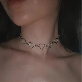 New Hollow Korean Sweet Love Heart Choker Necklace Statement Girlfriend Gift Cute Bicolor Necklace Jewelry Collier Femme