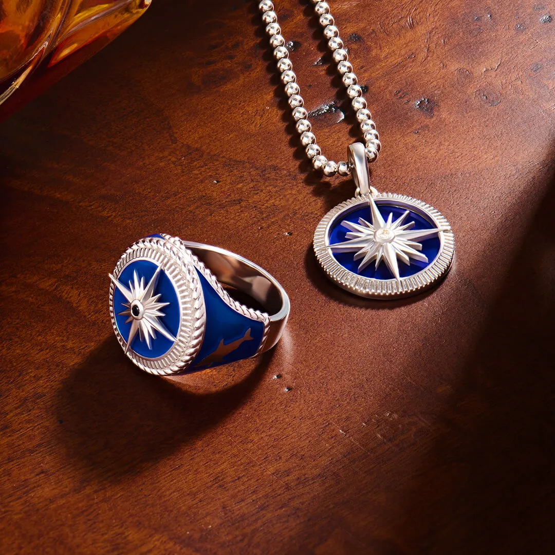 Ocean Compass Pendant in Gold