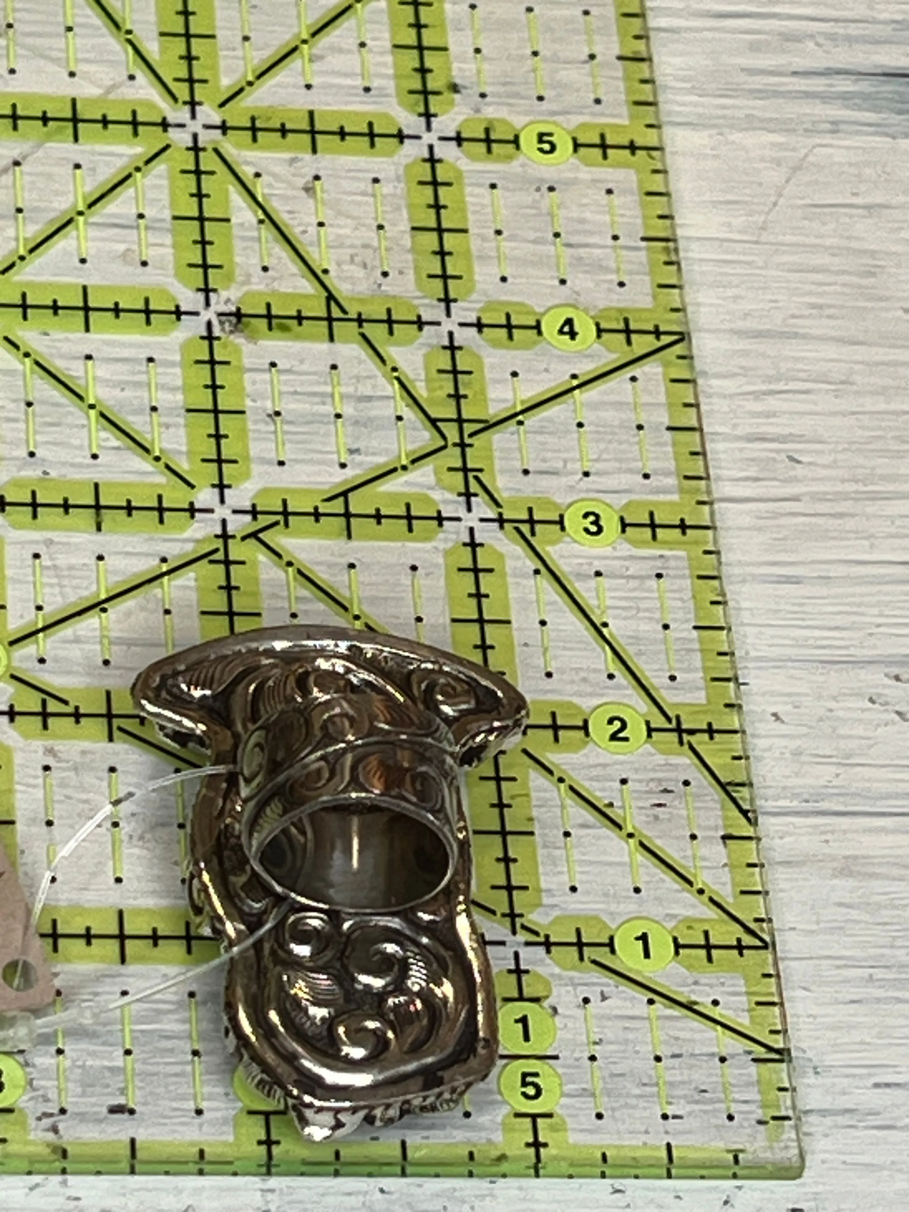 Owl Carved in Labradorite Adjustable Ornate Ring