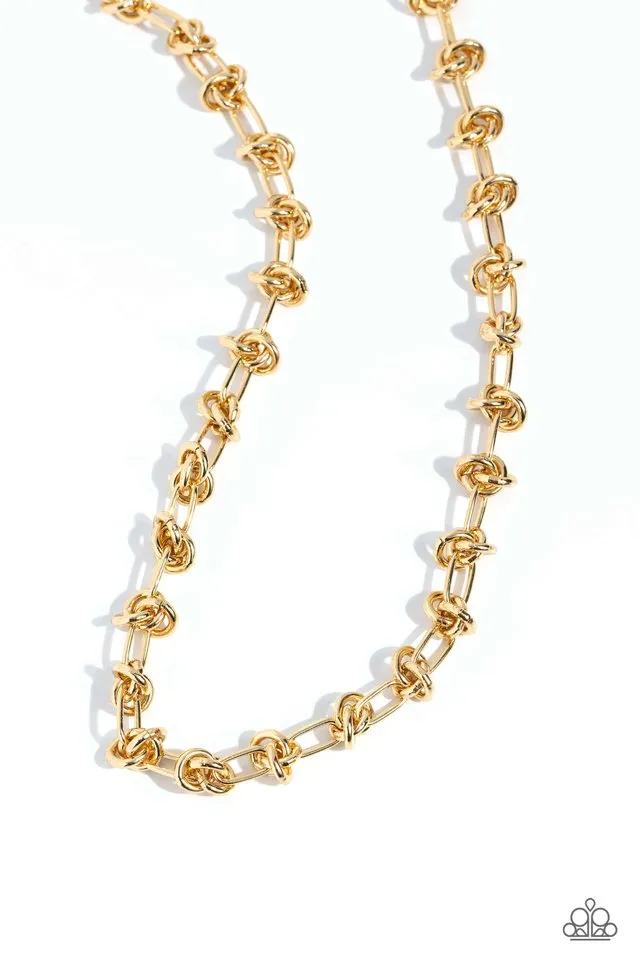 Paparazzi Necklace ~ Knotted Kickoff - Gold