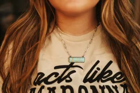 Paper clip Chain Turquoise Bar Necklace