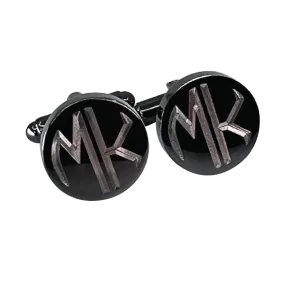Personalised 2 Letter Monogram Round Gunmetal Cufflinks