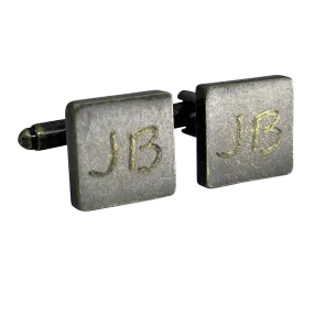 Personalised Engraved Antique Gold Square Cufflinks
