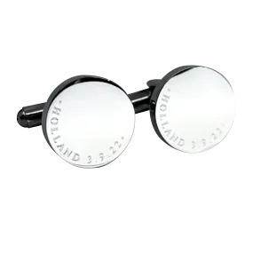 Personalised Engraved Full Name Round Silver Cufflinks