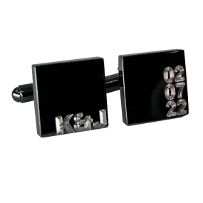 Personalised Engraved Initial and Date Gunmetal Cufflinks