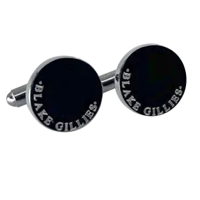 Personalised Gunmetal Engraved Full Name Round Cufflinks