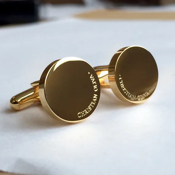 Personalised Gunmetal Engraved Full Name Round Cufflinks