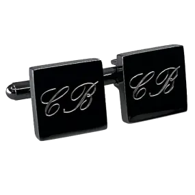 Personalised Gunmetal Engraved Square Cufflinks