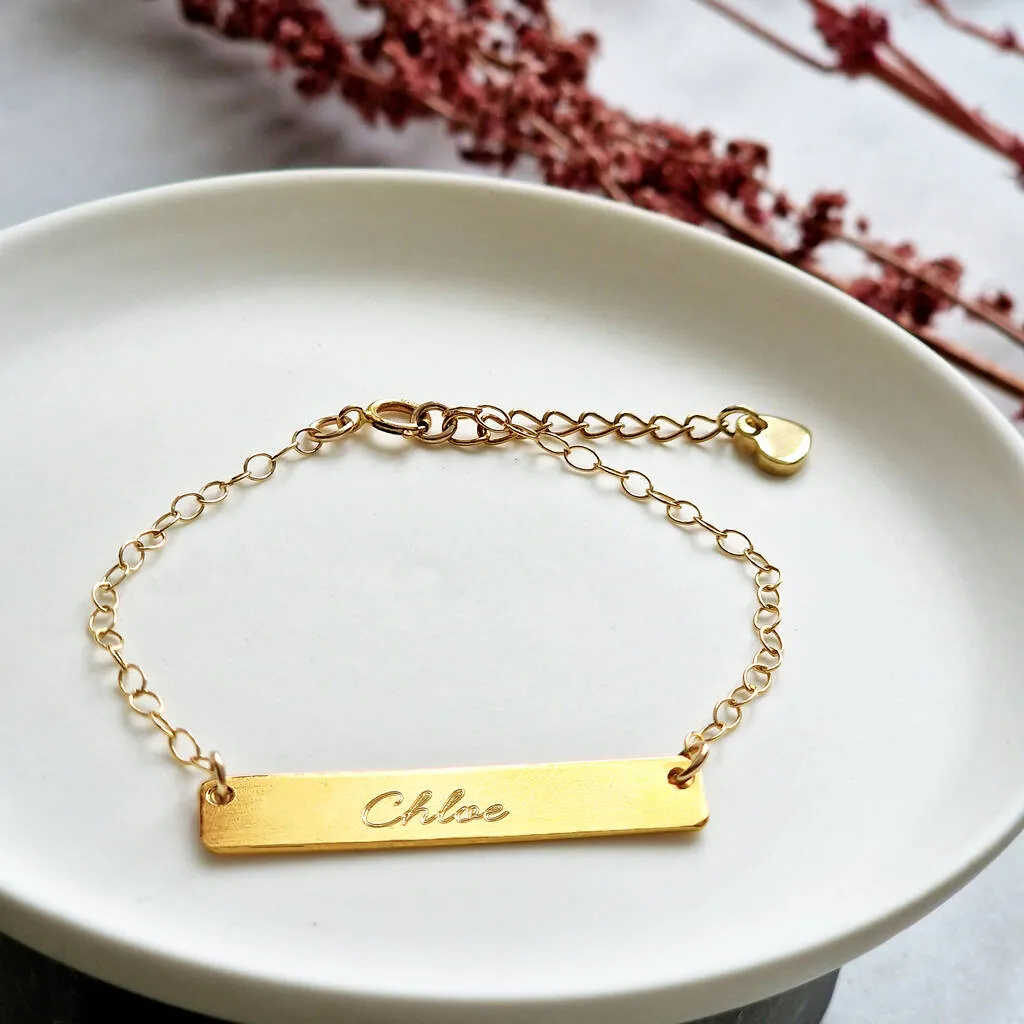 Personalised Name And Message Bar Bracelet