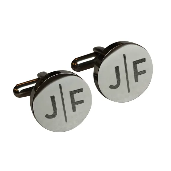 Personalised Silver Split Letter Round Cufflinks