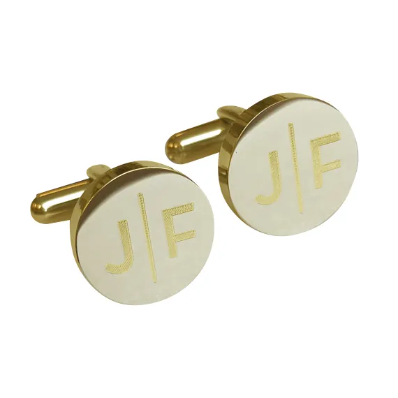 Personalised Silver Split Letter Round Cufflinks
