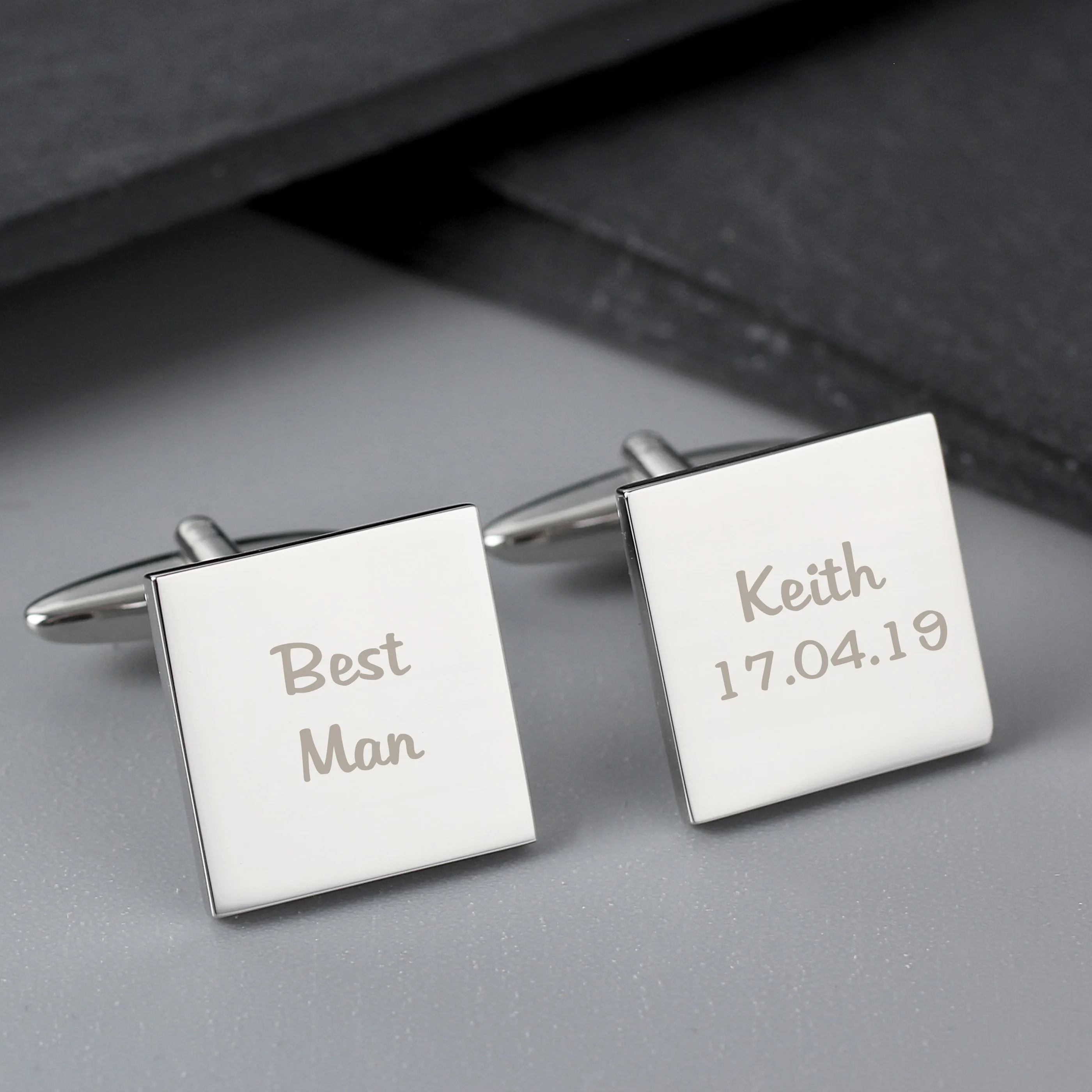 Personalised Wedding Role Square Cufflinks - 2 Line