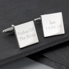 Personalised Wedding Role Square Cufflinks - 2 Line