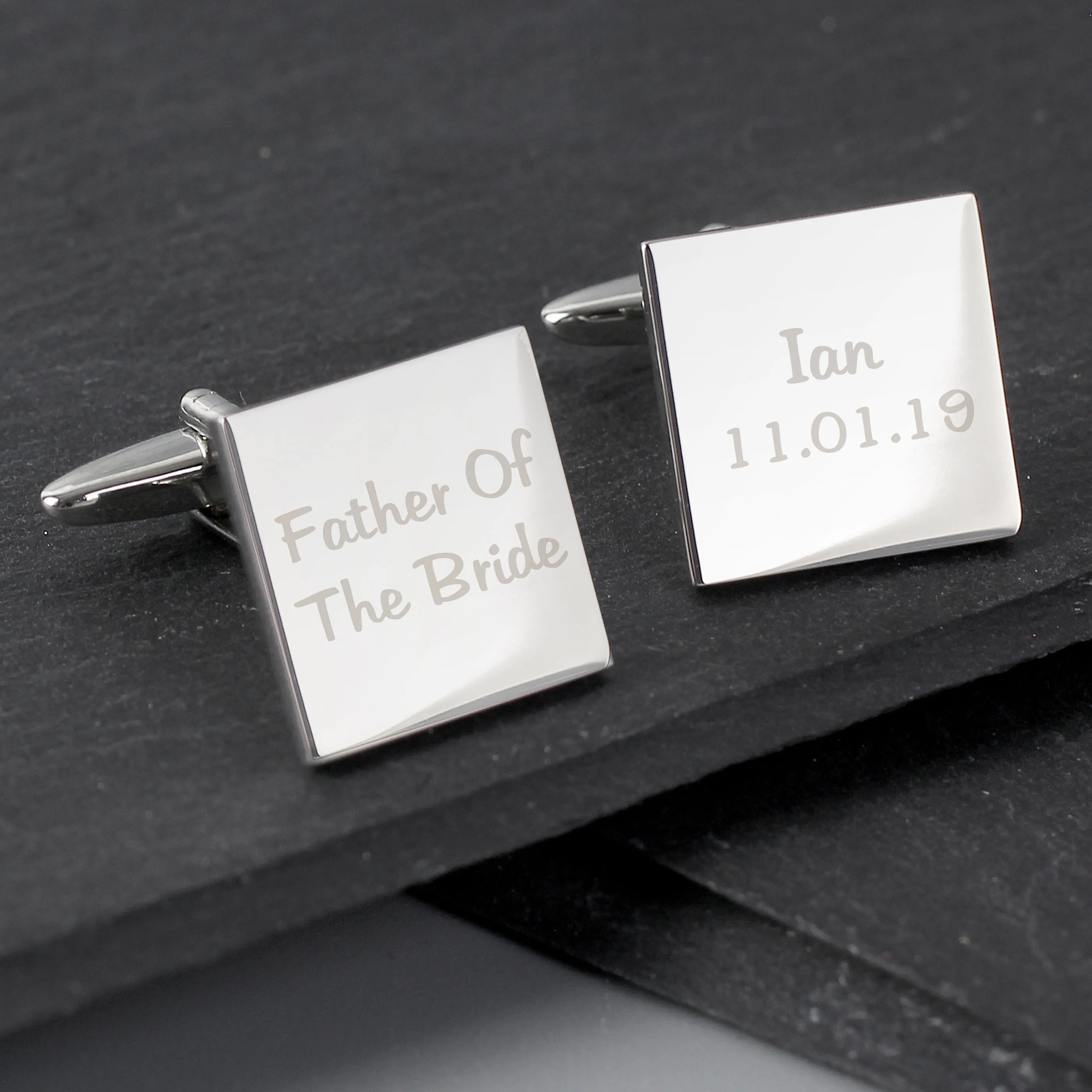 Personalised Wedding Role Square Cufflinks - 2 Line
